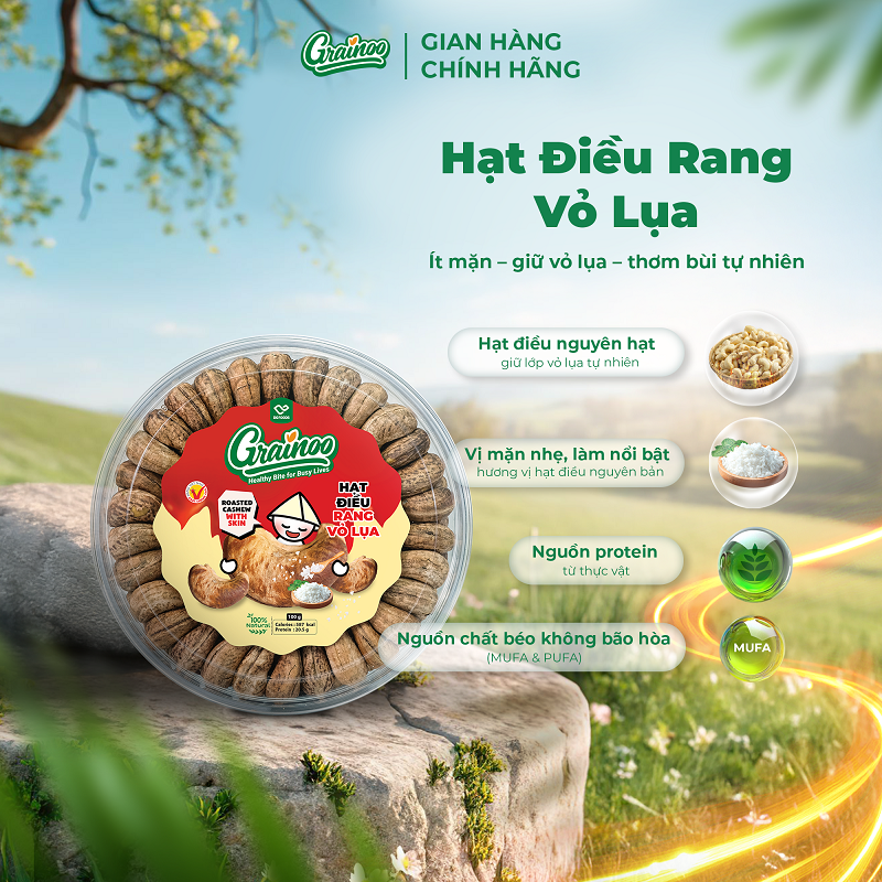 Hạt điều rang vỏ lụa xếp hoa 260g